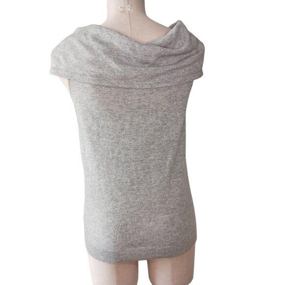 Saks Fifth Avenue Off The Shoulder Cashmere Wool Blend Knit Sweater Gray Sz Sm - Picture 4 of 11